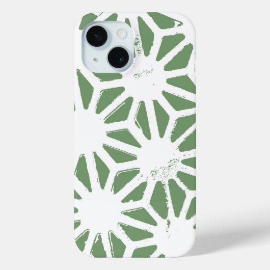 Coques Case-Mate iPhone Motif géométrique vert olive et blanc (Verso)