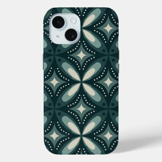 Coques Case-Mate iPhone Motif géométrique vert rétro (Verso)