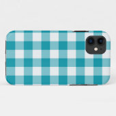 Coques Case-Mate iPhone Motif Gingham à carreaux sarcelle et blanc (Dos (Horizontal))