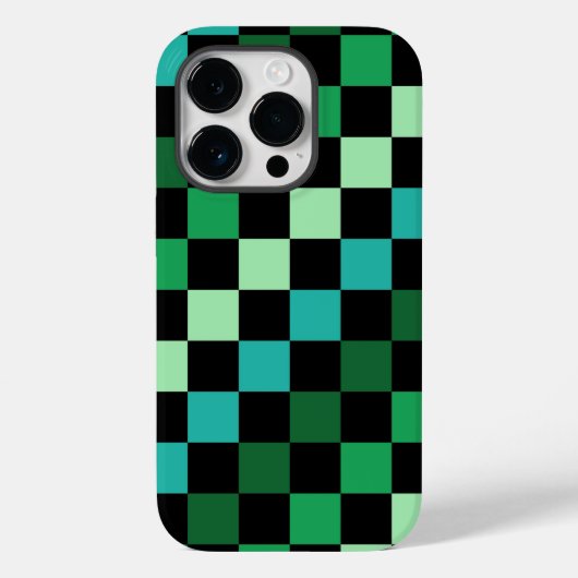 Coques Case-Mate iPhone Motif Gingham à Carreaux Verts et Bleus (Verso)