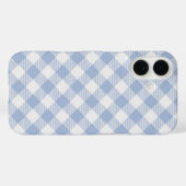 Coques Case-Mate iPhone Motif Gingham Bleu Clair Imprimé Carreaux Classiqu (Verso (horizontal))