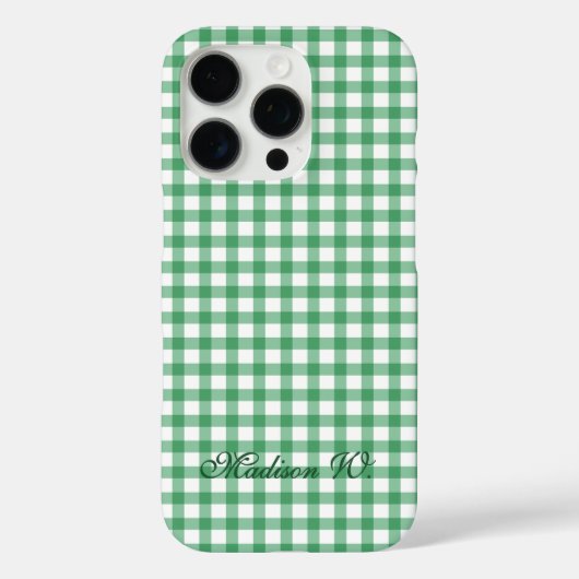 Coques Case-Mate iPhone Motif Gingham Vert Pastel Mignon (Verso)