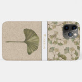 Coques Case-Mate iPhone Motif Ginko TEXTE ÉDITABLE (Dos (Horizontal))