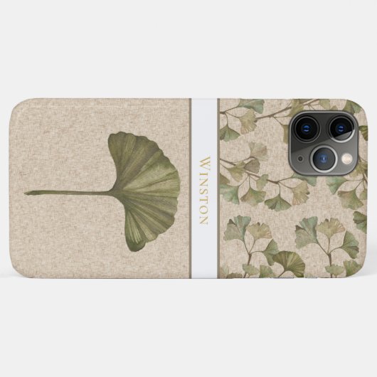 Coques Case-Mate iPhone Motif Ginko TEXTE ÉDITABLE (Dos (Horizontal))