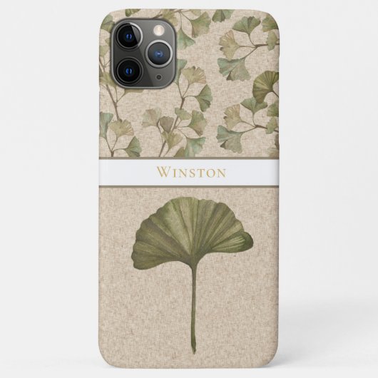 Coques Case-Mate iPhone Motif Ginko TEXTE ÉDITABLE (Dos)