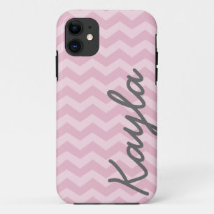 Coques Pour iPhone Motif Girly rose personnalisé de Chevron