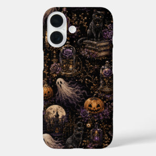 Coques iPhone 16 Motif gothique vintage pour Halloween, nuit effray