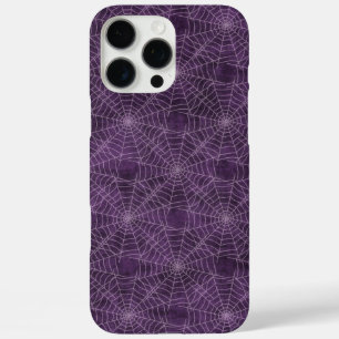 Coques iPhone 16 Pro Max Motif gothique violet et argenté Spiderweb