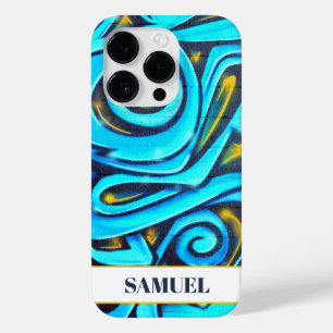 Coque Pour iPhone 14 Pro Motif Graffiti moderne bleu