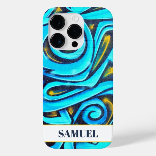 Coques Case-Mate iPhone Motif Graffiti moderne bleu (Verso)