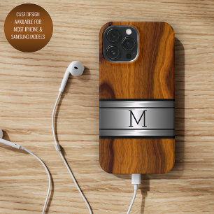 Coque iPhone 15 Pro Max Motif grain de bois tendance moderne en métal pers