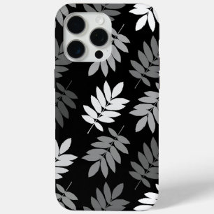 Coque iPhone 15 Pro Max Motif Grande Feuille Elder Noir Blanc Gris
