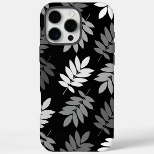 Coques iPhone 16 Pro Max Motif Grande Feuille Elder Noir Blanc Gris
