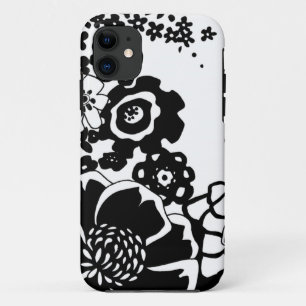 Coque Case-Mate Pour iPhone Motif graphique de jardin floral noir et blanc