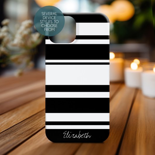 Coques Case-Mate iPhone Motif Gras avec nom noir et blanc