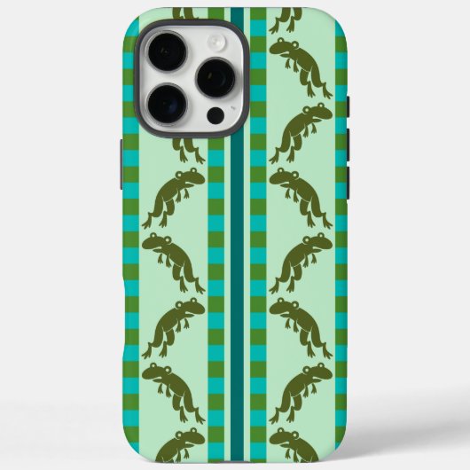 Coques Case-Mate iPhone Motif Grenouille Vert Olive avec Rayures à Damier (Verso)