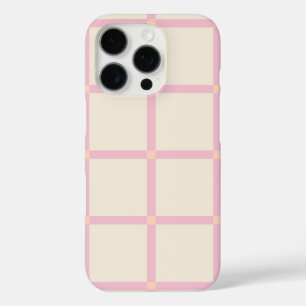 Coques iPhone 16 Pro Motif Grille Beige et Rose Clair