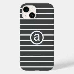 Coque Pour iPhone 14 Motif gris blanc élégant Nom monochrome