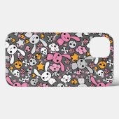 Coques Case-Mate iPhone motif gris de kawaii (Verso (horizontal))