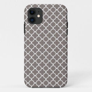 Coques Pour iPhone Motif gris de Quatrefoil