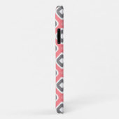 Coques Case-Mate iPhone Motif gris rose Ikat Mod avec Monogramme (Dos/Droite)