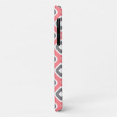 Coques Case-Mate iPhone Motif gris rose Ikat Mod avec Monogramme (Dos/Gauche)