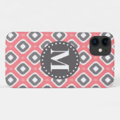 Coques Case-Mate iPhone Motif gris rose Ikat Mod avec Monogramme (Dos (Horizontal))