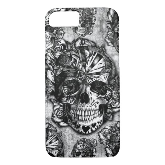 Coques Case-Mate iPhone Motif grunge de crâne de sucre (Dos)