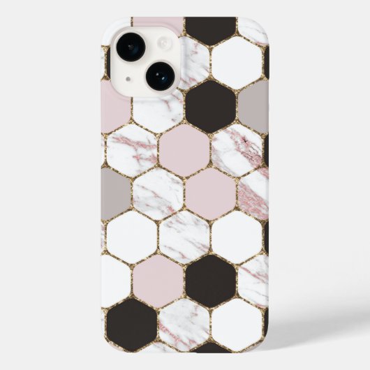 Coques Case-Mate iPhone Motif Hexagon de marbre géométrique moderne (Verso)