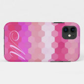 Coques Case-Mate iPhone Motif Hexagon rose et Monogramme (Dos (Horizontal))