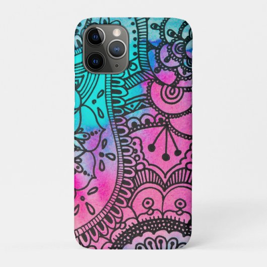 Coques Case-Mate iPhone Motif hippie - Aqua et rose par Megaflora (Dos)
