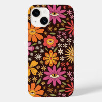 Motif Hippie Psychedélique Années 70 Fleurs Groovy