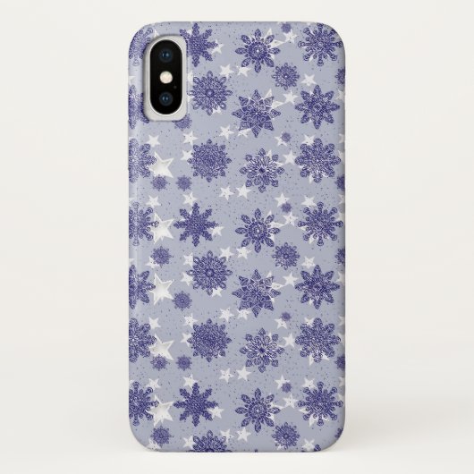 Coques Case-Mate iPhone Motif Holiday Blue Snowflake Winter Chic (Dos)