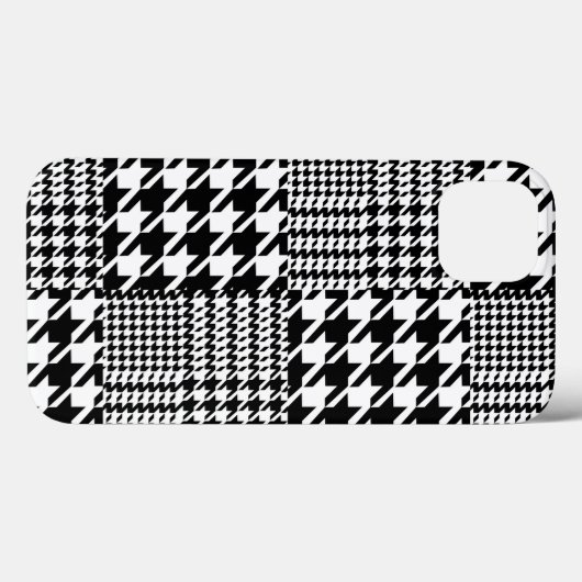 Coques Case-Mate iPhone Motif Houndstooth noir et blanc (Verso (horizontal))