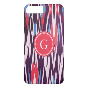 Coques Pour iPhone Motif ikat aquarelle rouge violet chic vibrant