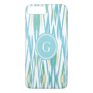 Coque iPhone 8 Plus/7 Plus Motif ikat aquarelle turquoise pastel chic