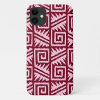Motif Ikat Aztec - Bourgogne et rose