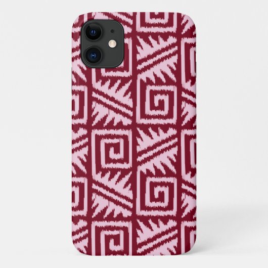 Coques Case-Mate iPhone Motif Ikat Aztec - Bourgogne et rose (Dos)