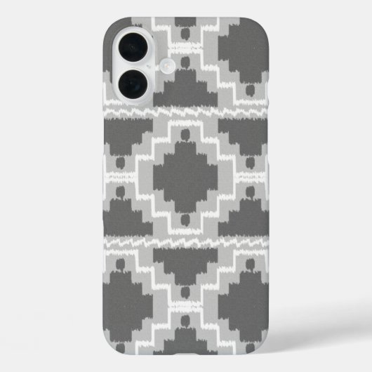 Coques Case-Mate iPhone Motif Ikat Aztec - gris foncé et clair / gris (Verso)