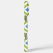 Coques Case-Mate iPhone Motif Ikat bleu-vert monogramme (Verso / Droite)
