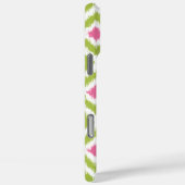 Coques Case-Mate iPhone Motif Ikat rose rose vert monogramme (Verso / Droite)