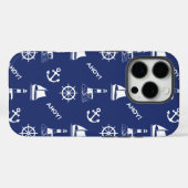 Coques Case-Mate iPhone Motif illustratif de voile blanc+bleu marine (Verso (horizontal))