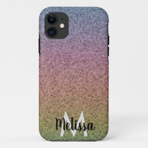 Case-Mate iPhone Case Motif initial de faux paillettes arc-en-ciel