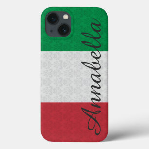 Etui iPhone 13 Motif italien personnalisé de damassé de drapeau
