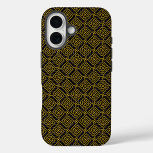 Coques iPhone 16 Motif japonais Gold & Black Sayagata