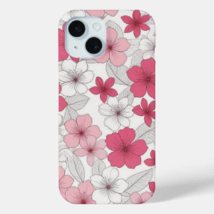 Coque Pour iPhone 15 Motif japonais rose Sakura cerisier fleur
