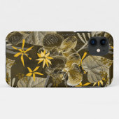 Coques Case-Mate iPhone Motif jaune-brun fleuri à l'aquarelle. (Dos (Horizontal))