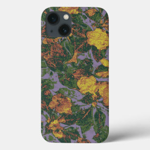 iPhone 13 Coque Motif jaune de camouflage de fleur