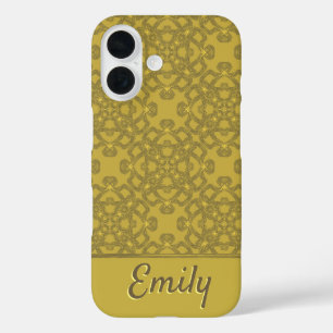 Coques iPhone 16 Motif jaune moutarde personnalisé
