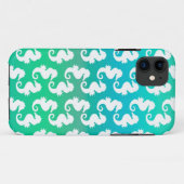 Coques Case-Mate iPhone Motif joli hippocampe sur bleu vert (Dos (Horizontal))